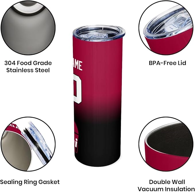 Custom Tumblers Stainless Steel Cup Personalized Basketball Insulation Travel Mug Add Your Name Number 20 oz Fans Gift for Men Women