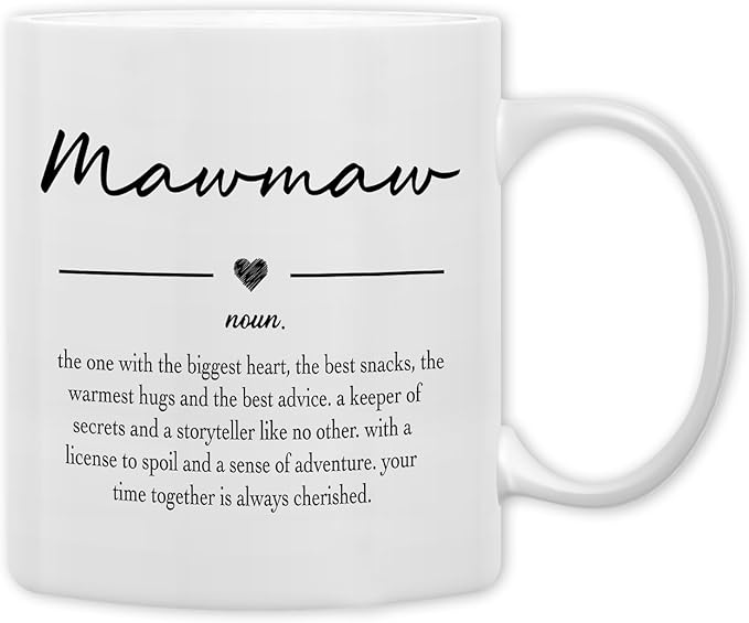 QASHWEY Mawmaw Gifts Coffee Mug, Gifts for Mawmaws Grandma from Grandkids Grandchildren, Grandma Coffee Mug, Mothers Day Mugs Tea Cup Gift for GrandmaMawmaw, Mawmaw Definition CoffeeCup Ceramic 11oz