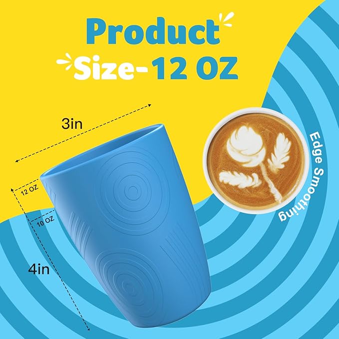 Homienly Wheat Straw Cups - 12 OZ Reusable Stackable Water Tumblers with Etched Pattern - Dishwasher Safe Set of 8 (Island Series)