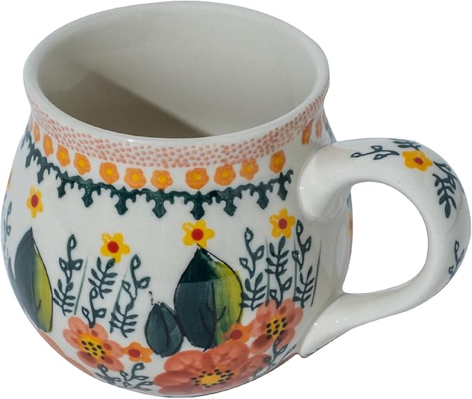 ALMA Ceramic Fall Coffee Mug 12oz/380ml,Flower Mug,Uniuque Handmade Tea Cup For Festival,Microwave Oven Safe(Autumn Meadow,Medium)