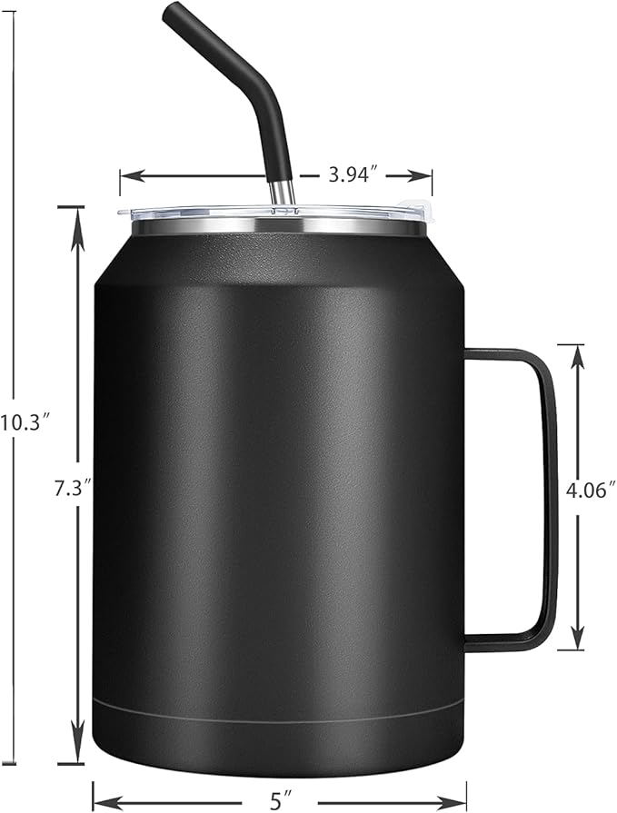 Zenbo 50 oz Mug Tumbler – Stainless Steel Vacuum Insulated Mug with Handle,Lid and Straw,Keeps Drinks Cold up to 36 Hours – Sweat-Proof Body, Dishwasher Safe