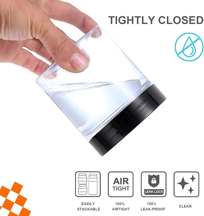 Vivimee 24 Pack Plastic Jars with Lids 16 oz (12 Pack) & 8 oz (12 Pack), Clear Plastic Mason Jars, Leakproof Slime Containers for Peanut, Spice, Cookie, Candy and Dry Food, Empty Jars for Storage