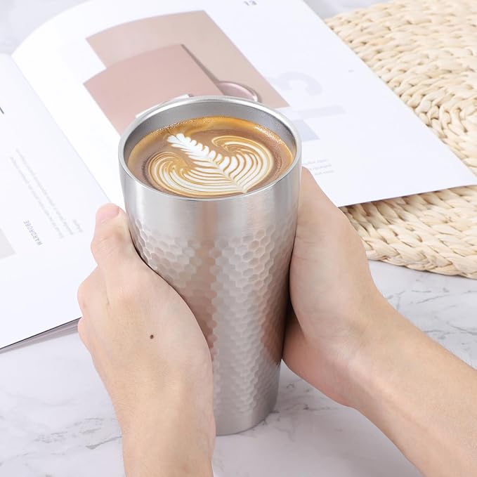 Beasea Stainless Steel Cups 19 oz, 4 Pack Large 18.6oz 550ml Stainless Steel Drinking Cups Water Tumbler Stackable Double Wall Insulated Individual Metal Pint Glasses Tin for Home Party Camping