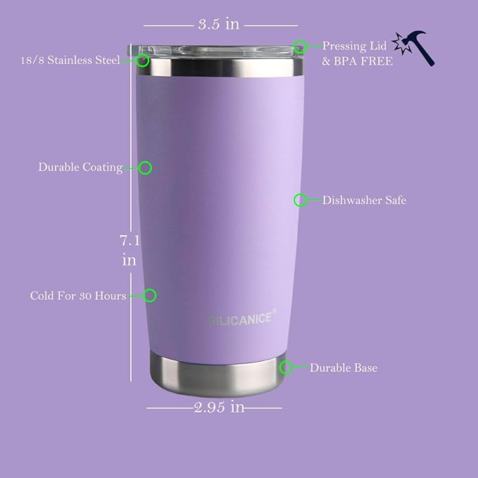 Purple 20 oz Coffee Tumbler With Lid Spillproof Cup Lid with Ball Plunger,Iced & Hot Bottle, Travel Coffee Mug,Car Cup Holder Friendly Gift For Women,Scratch Resistant Coated