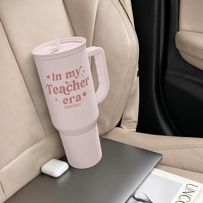 Teacher Gift – Stainless Steel Insulated Tumbler with Handle - Cool Teacher Club Travel Coffee Mug Cup for Women Back to School Birthday Christmas Teacher's Appreciation, 40oz