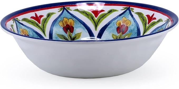 Melamine Dinnerware Sets, 12Pcs Dishes Set for 4, Plates and Bowls Sets Outdoor Dinnerware, Dishwasher Safe BPA free (Retro Style)