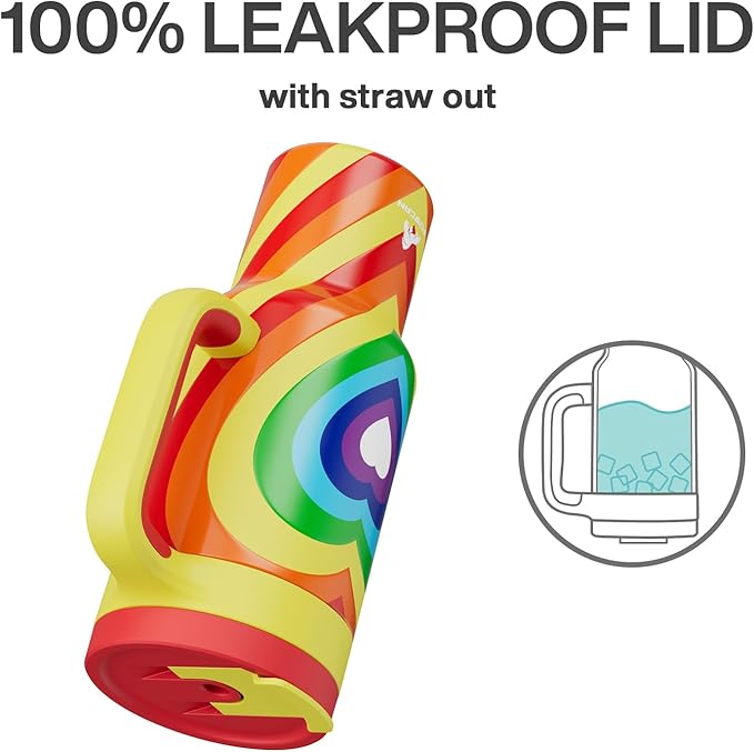 40 oz Tumbler with Handle, 2-in-1 Straw and Sip Lid, Leakproof, Dishwasher Safe, Insulated Stainless Steel Travel Coffee Mug, Keeps Cold for 34 Hours, Fits in Car Cup Holder (Fiery Love)