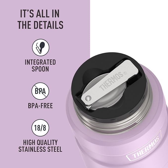 THERMOS Stainless King Vacuum-Insulated Food Jar with Spoon, 16 Ounce, Matte Lavender