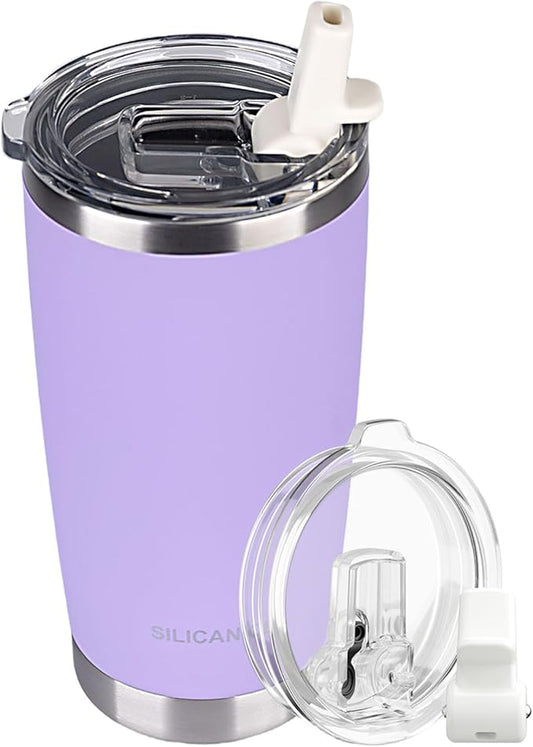 20 oz Stainless Steel Vacuum Insulated Tumbler with Lid,Durable Travel Coffee Mugs Cups,Dishwasher Safe, Spill Proof,Grils Women men Friends Tumblers,Easy Cleaning (Granular Purple, 20 oz)