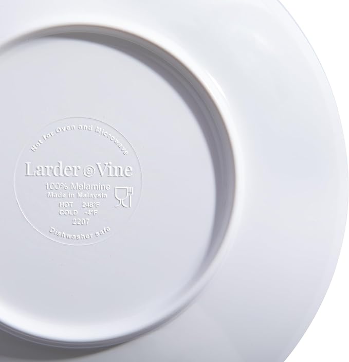 Larder & Vine 12-Piece Melamine Dinnerware Set: Durable, Lightweight, Break-Resistant Plates & Bowls – Stylish, Non-Toxic, Dishwasher Safe – Ideal for Everyday Use, Indoor & Outdoor Dining – Nautical
