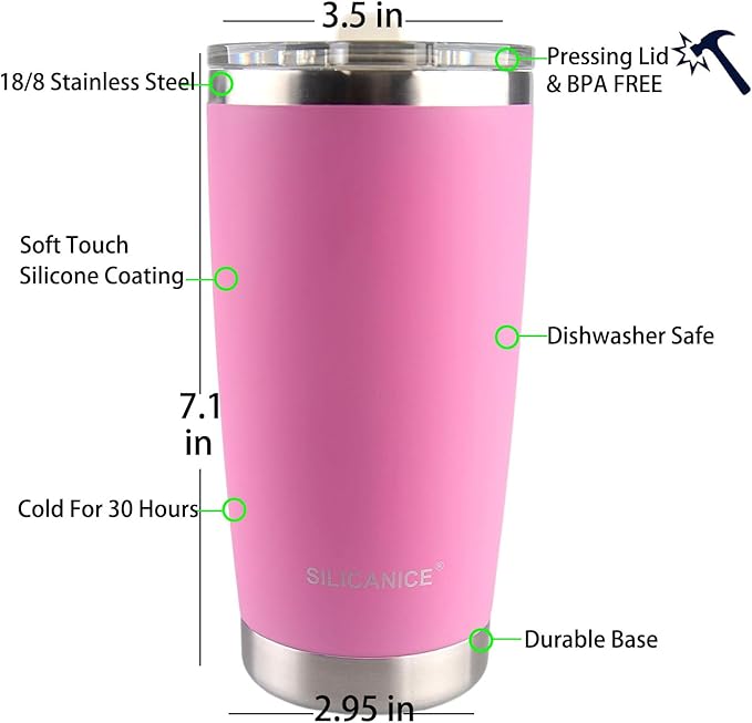 20 oz Stainless Steel Vacuum Insulated Tumbler with Lid,Durable Travel Coffee Mugs Cups,Dishwasher Safe, Spill Proof,Grils Women men Friends Tumblers,Easy Cleaning (Soft Peony, 20 oz)