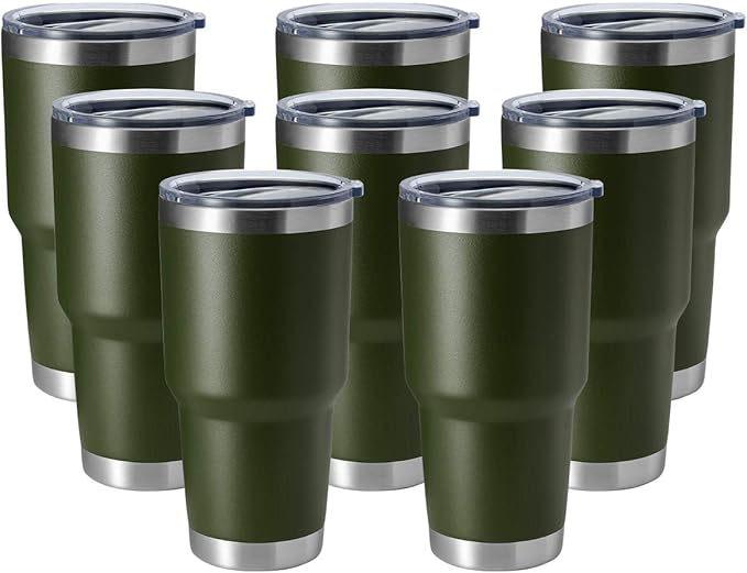 HASLE OUTFITTERS 30oz Stainless Steel Tumbler, Double Wall Vacuum Insulated Travel Mug Tumbler, Durable Insulated Coffee Mug, Gift Box Set (Amey Green, 8)
