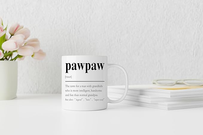 QASHWEY Pawpaw Mug, GrandpaPawpaw Gifts from Grandkids Coffee Mug, Grandpa Paw Paw Gifts Mugs, Fathers Day Christmas Mugs Tea Cup Gift for PawpawGrandpa, Pawpaw Definition Coffee Cups Ceramic 11oz