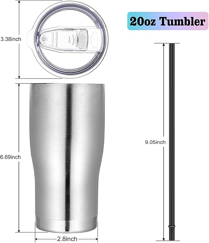 VEGOND 20oz Tumbler Stainless Steel Tumbler Cup with Lid And Straw Vacuum Insulated Double Wall Travel Coffee Mug(Stainless 1 Pack)