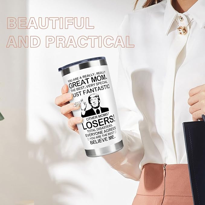 MFGNEH Gifts for Mom from Daughter,Son,Christmas Birthday Gifts for Mom,New Mama Gift,Grandma,Nana,Wife Women,Funny Mothers Day Mama Gift,20oz White Stainless Steel Tumbler Mug