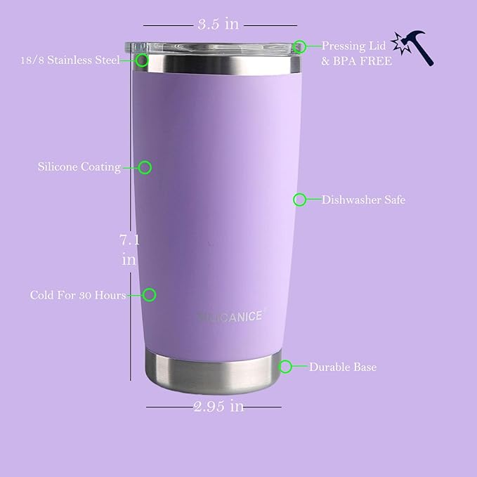 Purple Soft Touch Cup With Lid,20 Oz Insulated Double Wall Tumbler | Metal Drinking Camping Cup | Beer Gifts For Men,Spill Proof Perfect for Cappuccino & Protein Powder,Sip Coffee Mug