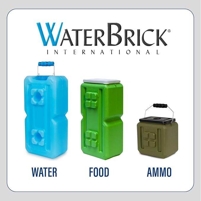 WaterBrick International Water Storage Containers for Emergency Water Storage | 8-Pack of Stackable 3.5 Gallon Water Container Bricks | Food-Grade HDPE Plastic | BPA-Free | STD Blue