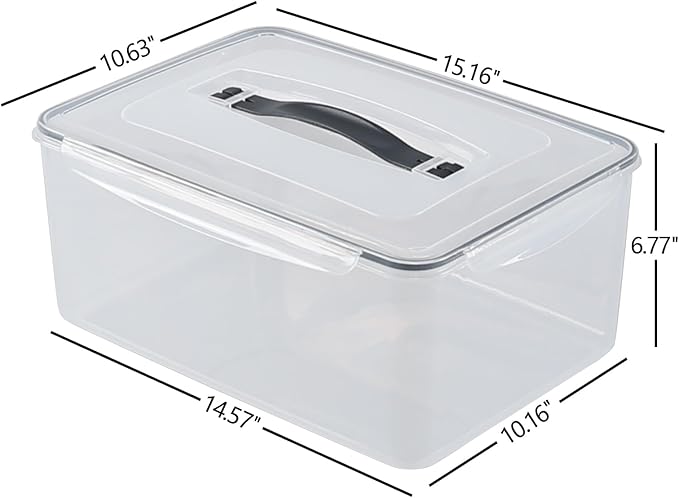 4-Pack Sealed Food Storage Containers with Lid, Clear Airtight Plastic Storage Boxes Bin with Handle