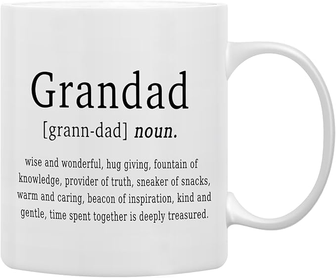 QASHWEY Grandpa Mug, Grandpa Coffee Mug, GrandpaGifts from Grandchildren, Grandad Grandfather Gift, GrandpaBirthday Coffee Cups Ceramic 11oz, Grandad Definition Tea Cup
