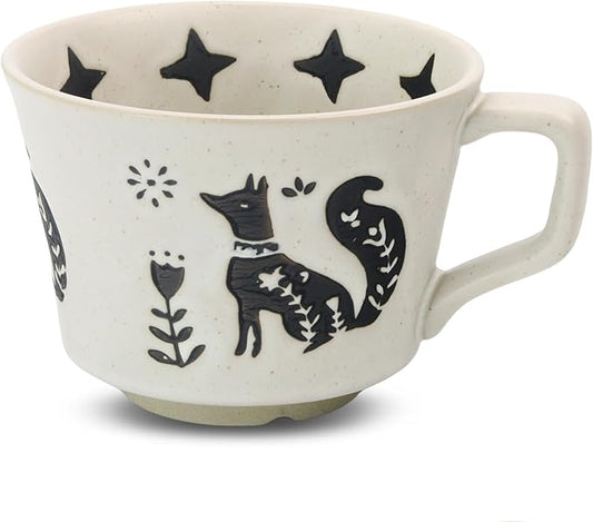 Ceramic Coffee Mug, 12 oz Novelty Unique Teacup with Large Handle, Stoneware Cup for Tea Mocha Latte Cappuccino Espresso (Fox)
