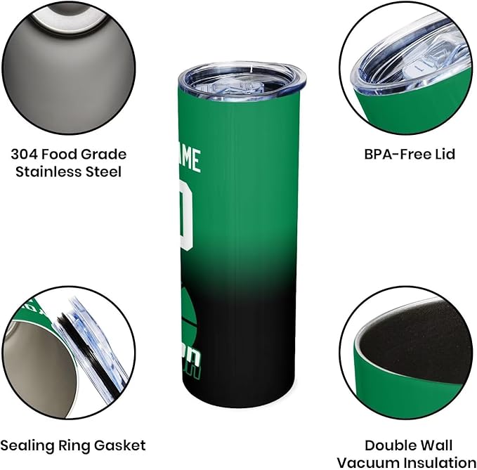 Custom Tumblers Stainless Steel Cup Personalized Basketball Insulation Travel Mug Add Your Name Number 20 oz Fans Gift for Men Women