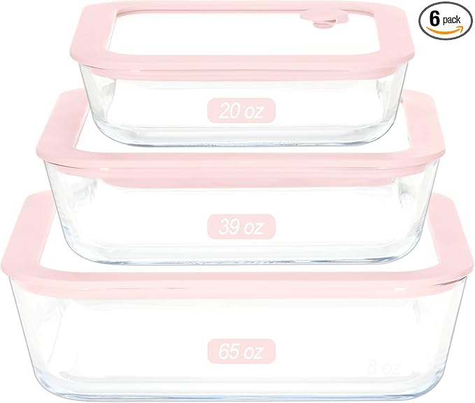 Urban Green Glass Food Container Set with Silicone Glass Lid, 3 Pack, Square Shape, Airtight, LeakProof, 100% Plastic Free, Meal Prep Food Storage Containers
