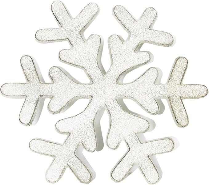 Tinsow Christmas Cast Iron Trivet Potholder White Snowflake Holiday Trivet for Christmas Kitchen Decor or Dining Table with Rubber Feet