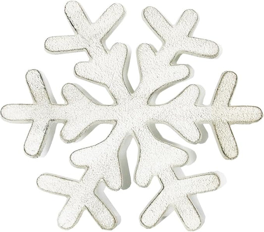 Tinsow Christmas Cast Iron Trivet Potholder White Snowflake Holiday Trivet for Christmas Kitchen Decor or Dining Table with Rubber Feet