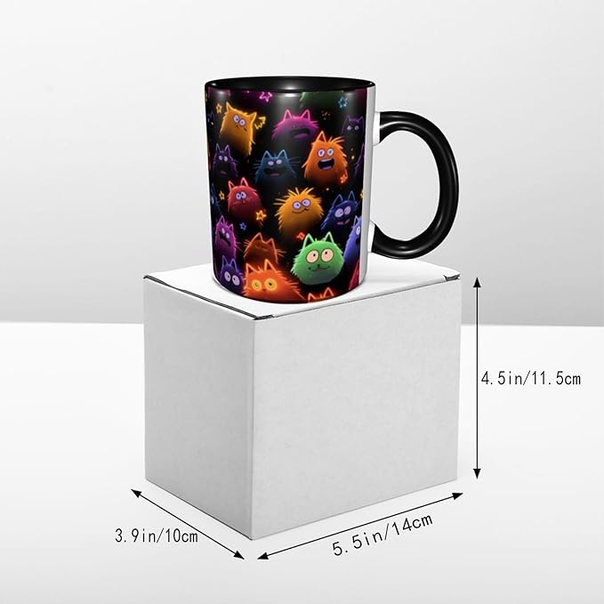 Yrebyou Cat Coffee Mug Funny Tea Cup Ceramic Mugs 11OZ with Handle Gifts for Women Men Home Office Decor