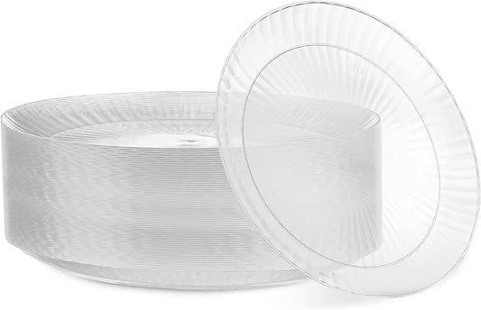 PLASTICPRO 60 Pack Crystal Like Clear Disposable 6 inch Plastic Plates Dinner Dishes Plates for Special Occasions Parties