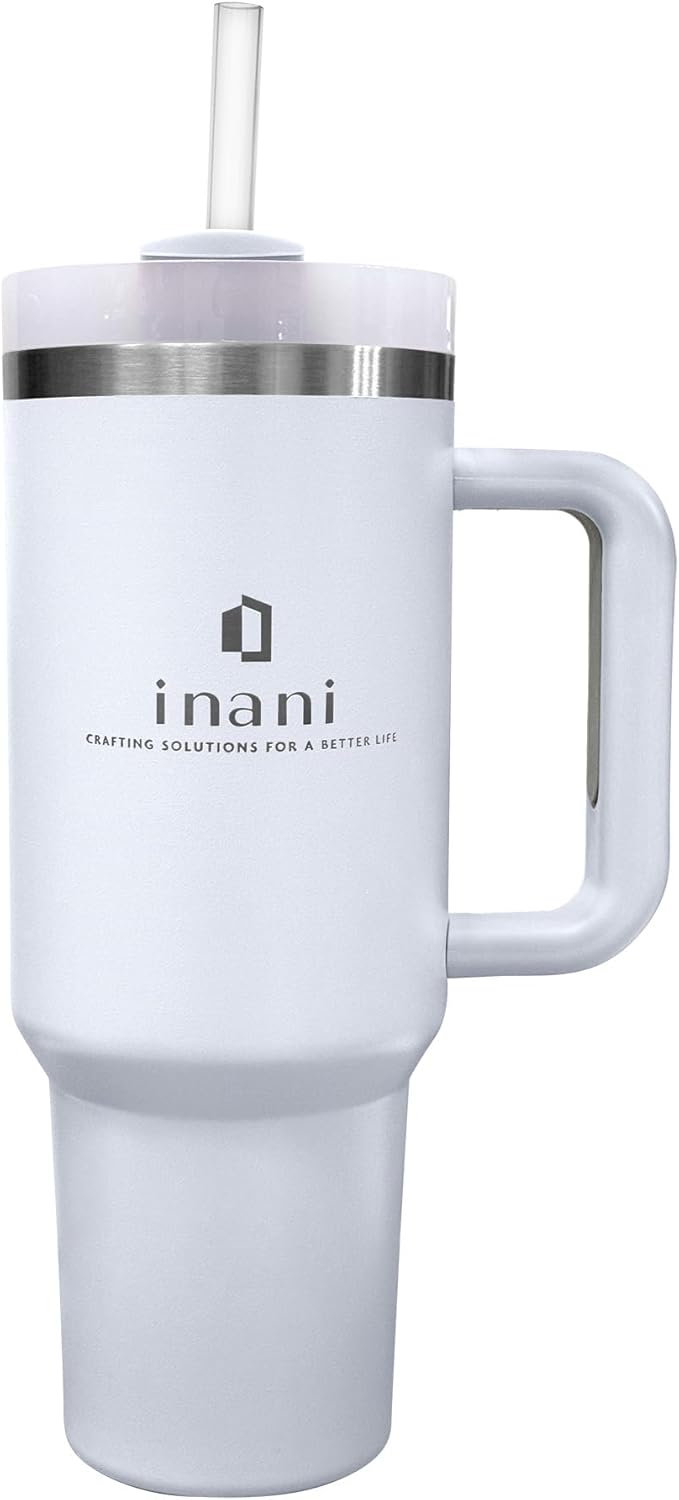 inani 40oz Tumbler With Handle And Straw, Insulated Travel Cup, Leak-Resistant, Spill-Proof Lid, Dishwasher Safe, BPA-Free, Double-Wall Insulated Premium Mug For Hot Or Iced Beverage, Frost White