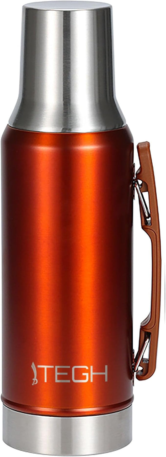 TEGH 40 oz insulated water bottle vacuum insulated wide mouth water bottle leakproof travel bottle BPA-free stainless steel water bottle hot and cold beverage bottle