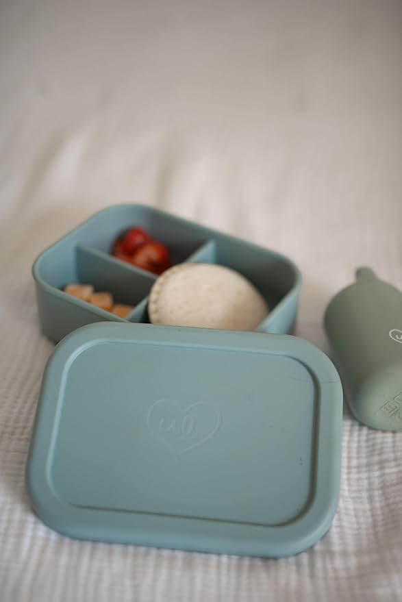 Ullabelle Leak Proof Bento Box Food-Grade Silicone Bento, BPA, Phthalate, Lead, & PVC Free - Bento Lunch Box for Daycare, Kids, & Adults - Leak Resistant Sets With Lids Snack Box Container (Blue)