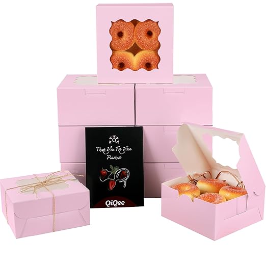 qiqee Lavender Cookie Boxes with Window 36packs 6x6x3 Lavender Bakery Box Pastry Box for Wedding Favor Birthday ＆ Party