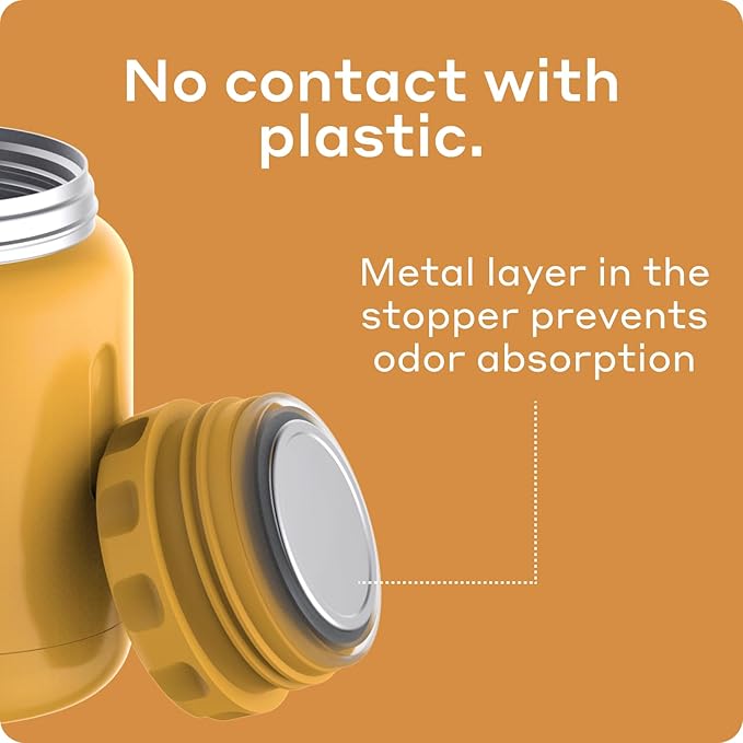 BOBBER 16 oz Insulated Stainless Steel Food Jar with Extra-Wide Mouth, Built-in Spoon & Bowl - Keeps Hot for 10 Hours and Cold for 15 Hours - Leakproof Lunch Thermos for Adults (Orange)