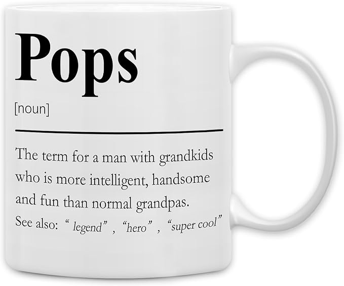 QASHWEY Pops Mug, Pop Pop Grandpa Pops Gifts from Grandkids Coffee Mug, Grandpa Mugs, Fathers Day Christmas Mugs Tea Cup Gifts for Pops PopPop Grandpas, Pops Definition Coffee Cups Ceramic 11oz