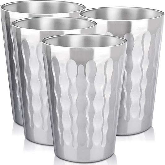 Beasea 15oz Stainless Steel Cups, 4 Pack Double Wall Metal Stackable Insulated Portable Drinking Tumblers Unbreakable Shatterproof Glasses for Home Restaurant Party Camping Travelling