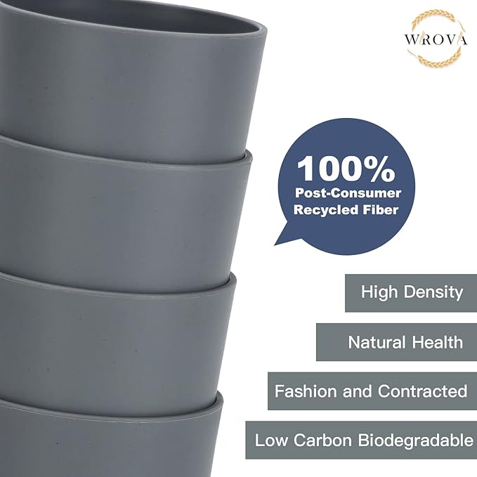 Wheat Straw Cups 8 PCS Good Alternative to Plastic Reusable Cups 20 oz Unbreakable Drinking Cup Reusable Dishwasher Safe Water Plastic Glasses Gray