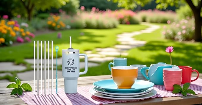 Replacement Straw for Stanley Tumbler 40 oz, 12 inch Tritan Extra Long Straws for Stanley Cup, 6 Pack Reusable BPA-free Straws w/1 Silicone Cleaning Brush, Dishwasher Safe Drinking Accessories, Clear