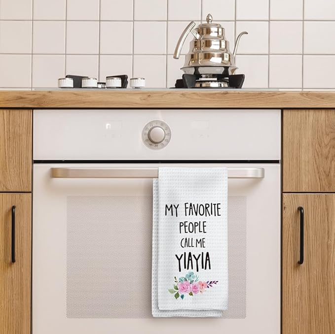 Yiayia Gifts Kitchen Towels, Yiayias Gifts for Grandma Hand Towels, Yiayias Grandma Mother's Day Dish Tea Towel for Kitchen, My Favorite Call Me Yiayia Kitchens Decor, 16x24inch