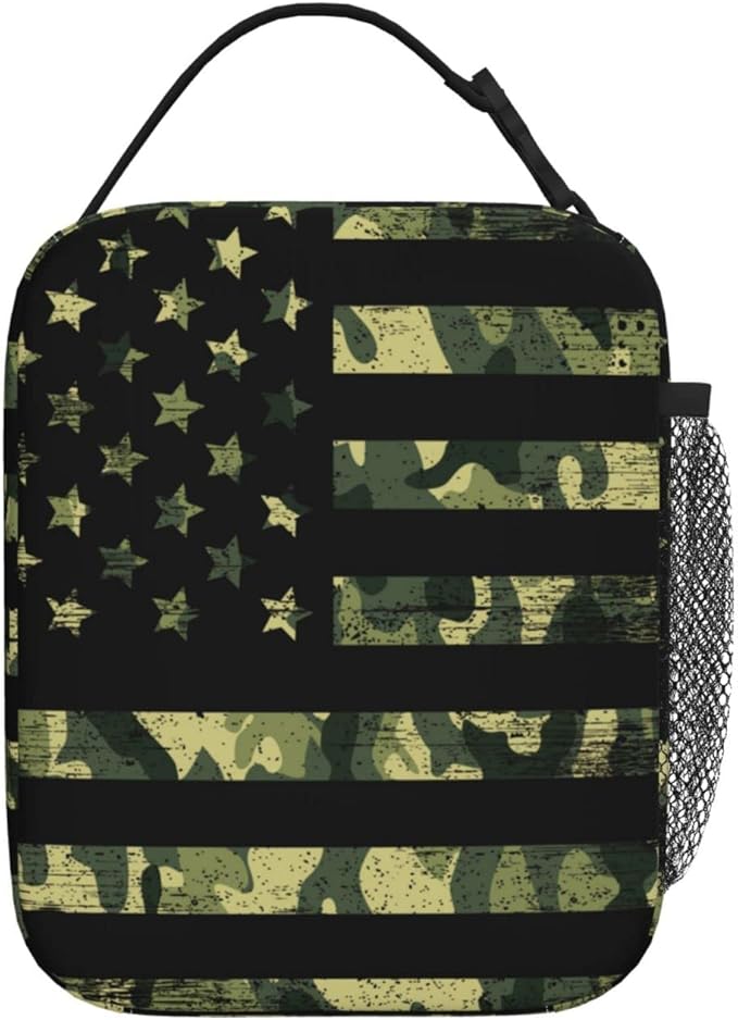 Camouflage Usa Flag Reusable Lunch Box Insulated LunchBox Cooler Lunch Bag
