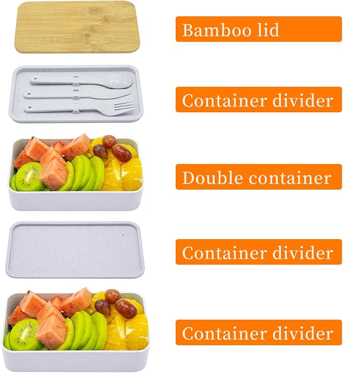 Bento Box Adult Lunch Box with lunch bag, Japanese Stackable Lunch Box Containers for Adult, Bento lunch Box with Dividers Grey