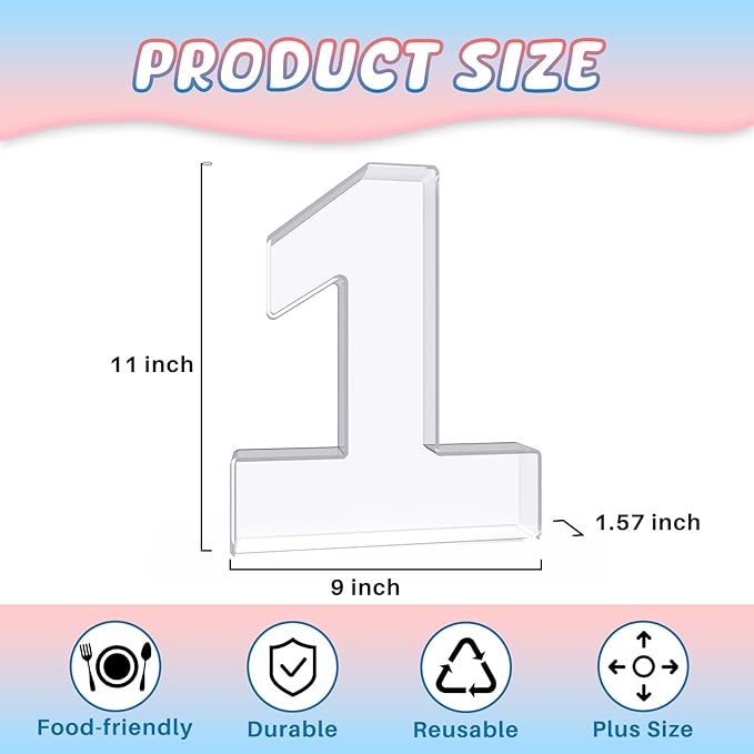 11" Acrylic Number Charcuterie Box, Reusable Fillable Alphabet Number Shaped Form Tray for Birthday Anniversaries, Party Decorative Serving Plates Display Candy Cake (1)