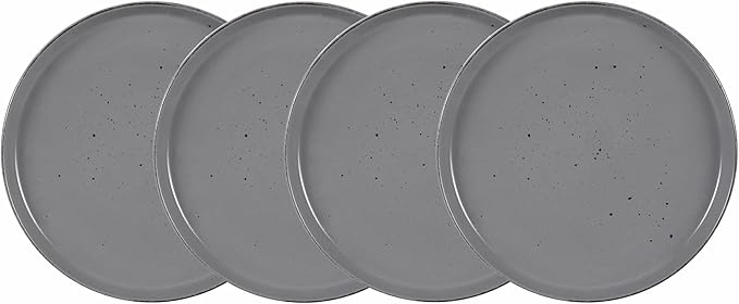 HomeVss, Nordic Shape Rising Rim Stoneware 20pc Dinnerware Set, Matte Grey with Speckle Finished Effect