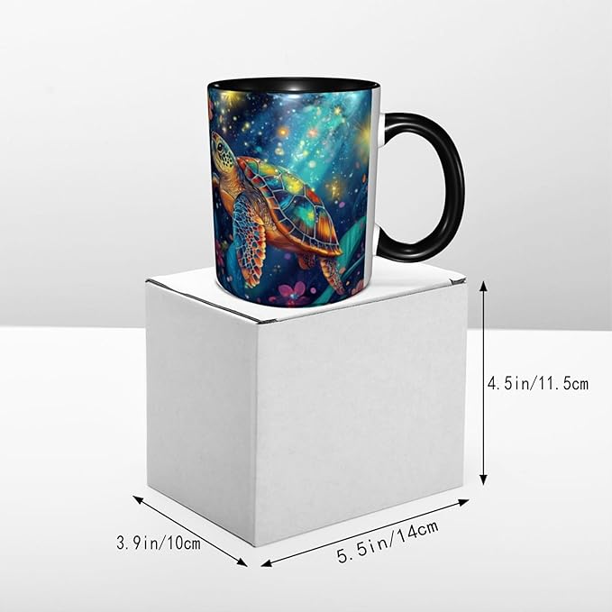 Yrebyou Sea Turtle Coffee Mug Funny Tea Cup Ceramic Mugs 11OZ with Handle Gifts for Women Men Home Office Decor