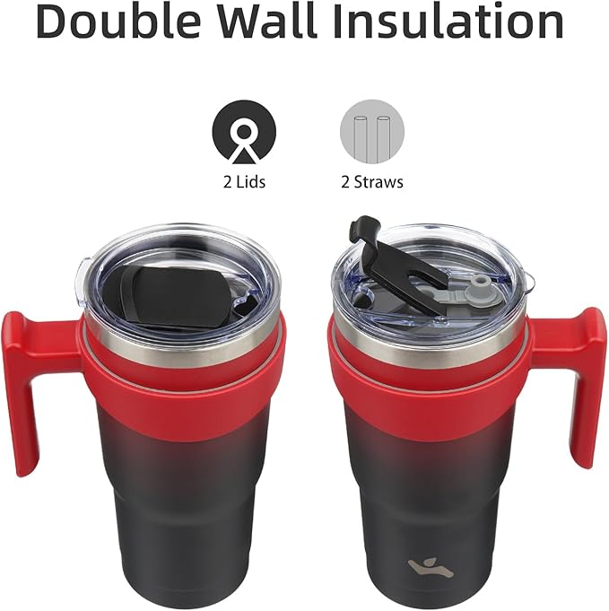 20 oz Tumbler with Handle and 2 Straw 2 Lid, Insulated Water Bottle Stainless Steel Vacuum Cup Reusable Travel Mug,Mystic Moon