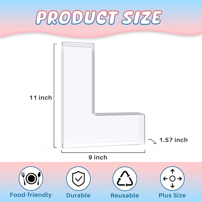 11" Acrylic Letter Charcuterie Box, Reusable Fillable Alphabet Number Shaped Form Tray for Birthday Anniversaries, Party Decorative Serving Plates Display Candy Cake (L)