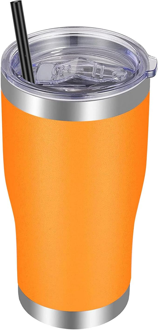 VEGOND 20oz Tumbler Stainless Steel Tumbler Cup with Lid And Straw Vacuum Insulated Double Wall Travel Coffee Mug(orange package 1)