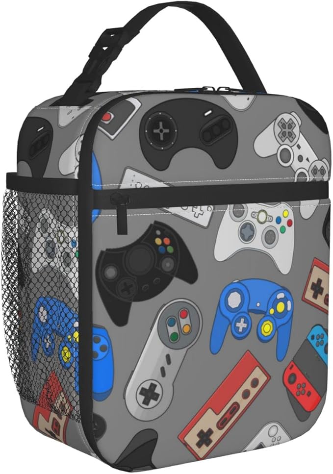Video Game Controller Insulated Lunch Box Bag Portable Lunch Tote For Women Men And Kids