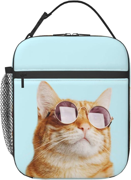 Sunglasses Cat Reusable Lunch Box Insulated LunchBox Cooler Lunch Bag